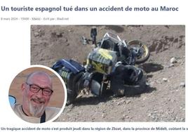 Noticia publicada por el diario marroquí Bladi sobre el accidente del motorista vallisoletano. En el círculo, Alberto López.