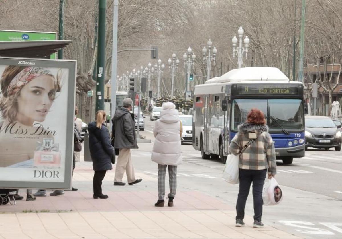 Imagen de archivo de un autobús urbano por el paseo de Zorrilla de Valladolid.