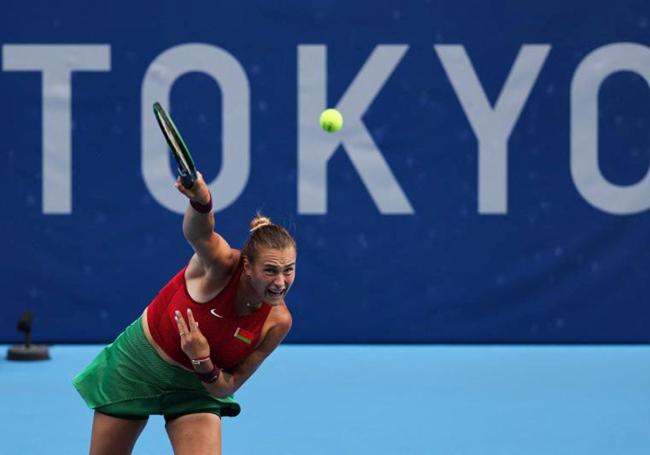 Aryna Sabalenka, en un partido de tenis.