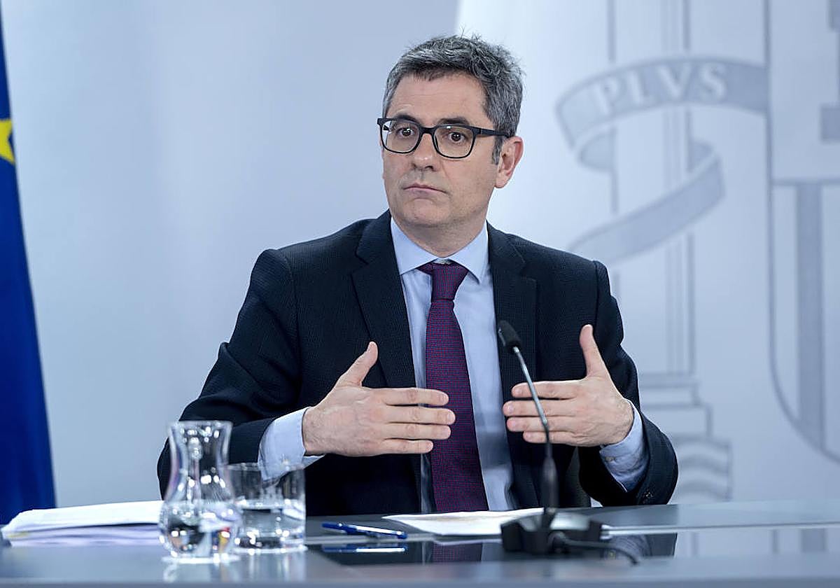 El ministro de la Presidencia, Justicia y Relaciones con las Cortes, Félix Bolaños, durante una rueda de prensa posterior a la reunión del Consejo de Ministros.