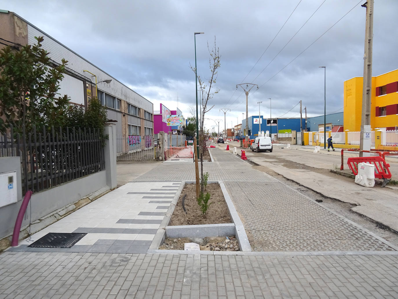 Obras en la Avenida Norte de Castilla en Valladolid