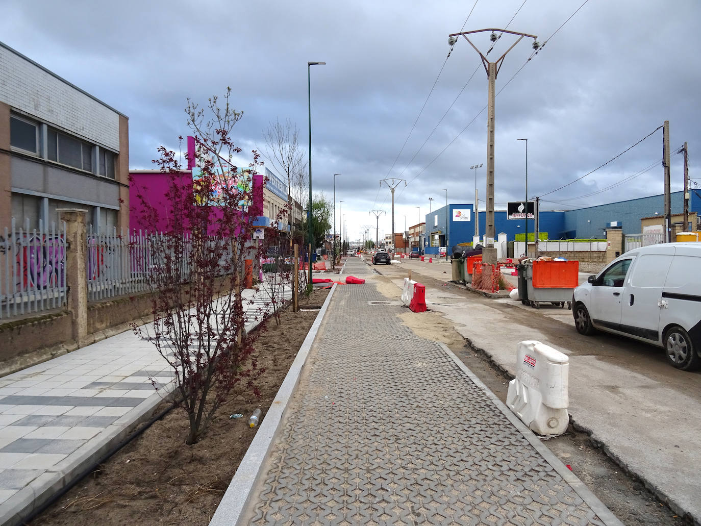 Obras en la Avenida Norte de Castilla en Valladolid