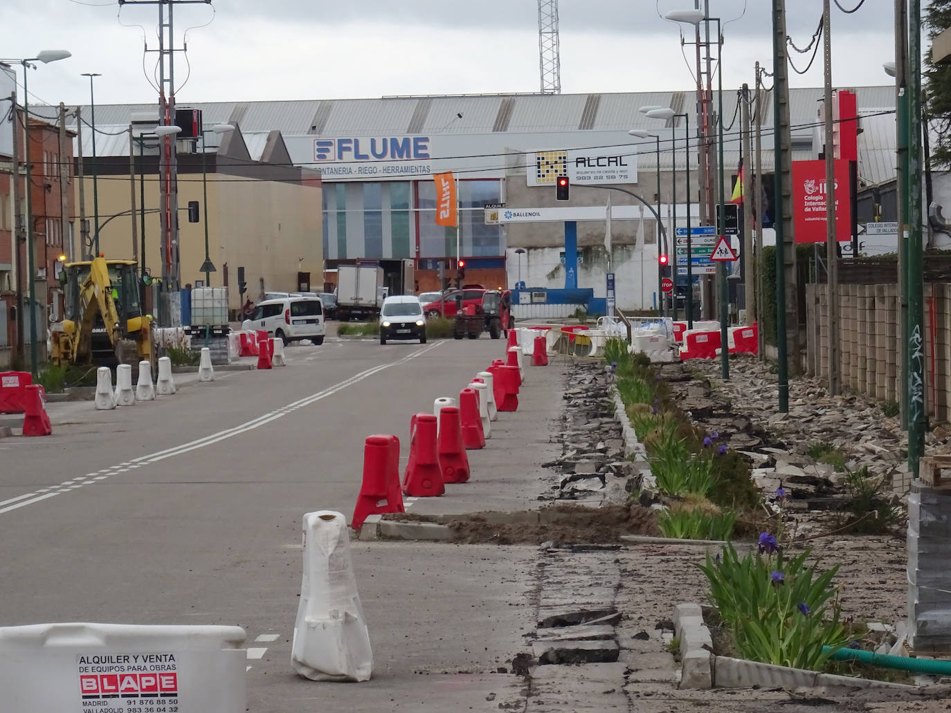 Obras en la Avenida Norte de Castilla en Valladolid