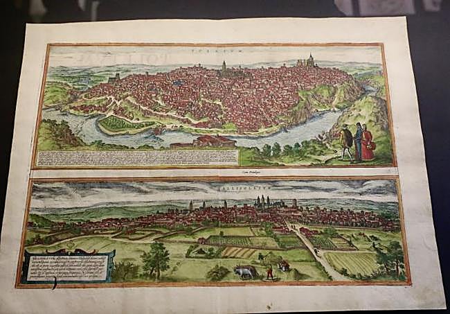 Representación de los planos de Toledo y Valladolid recogidos en el Archivo Municipal.