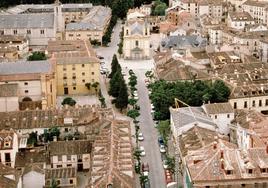 Vista aérea de parte del casco urbano del Real Sitio de San Ildefonso.