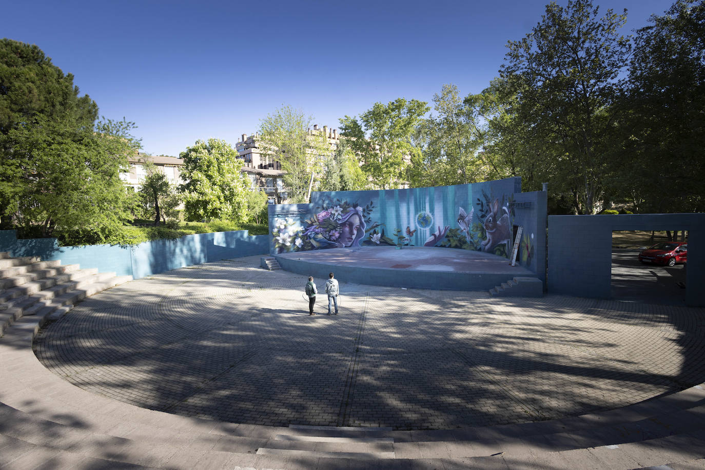 Anfiteatro de Parquesol con el nuevo mural