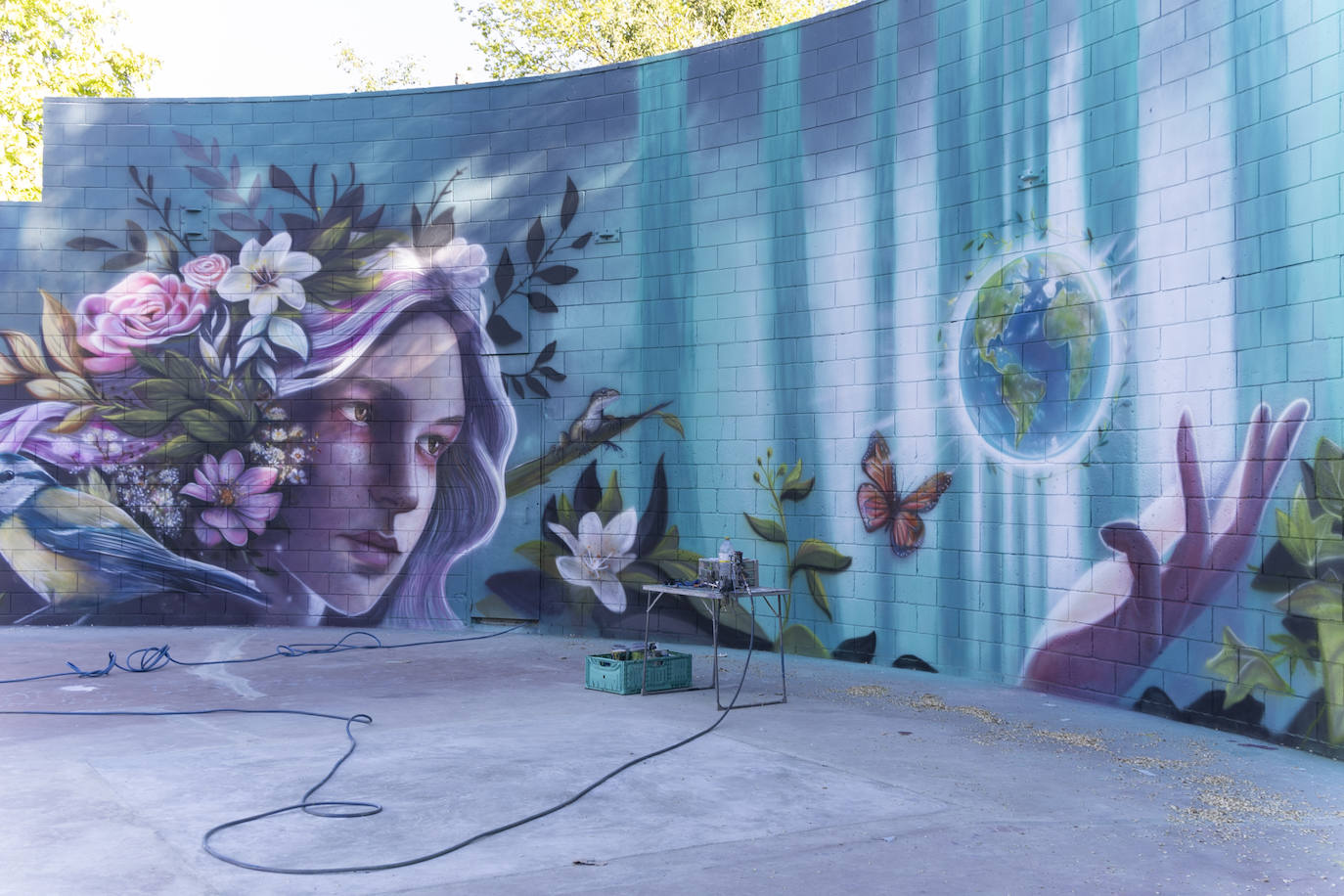 Anfiteatro de Parquesol con el nuevo mural