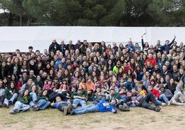 Los miembros del grupo de scout Íberos, en la celebración de su 50 aniversario en Simancas.