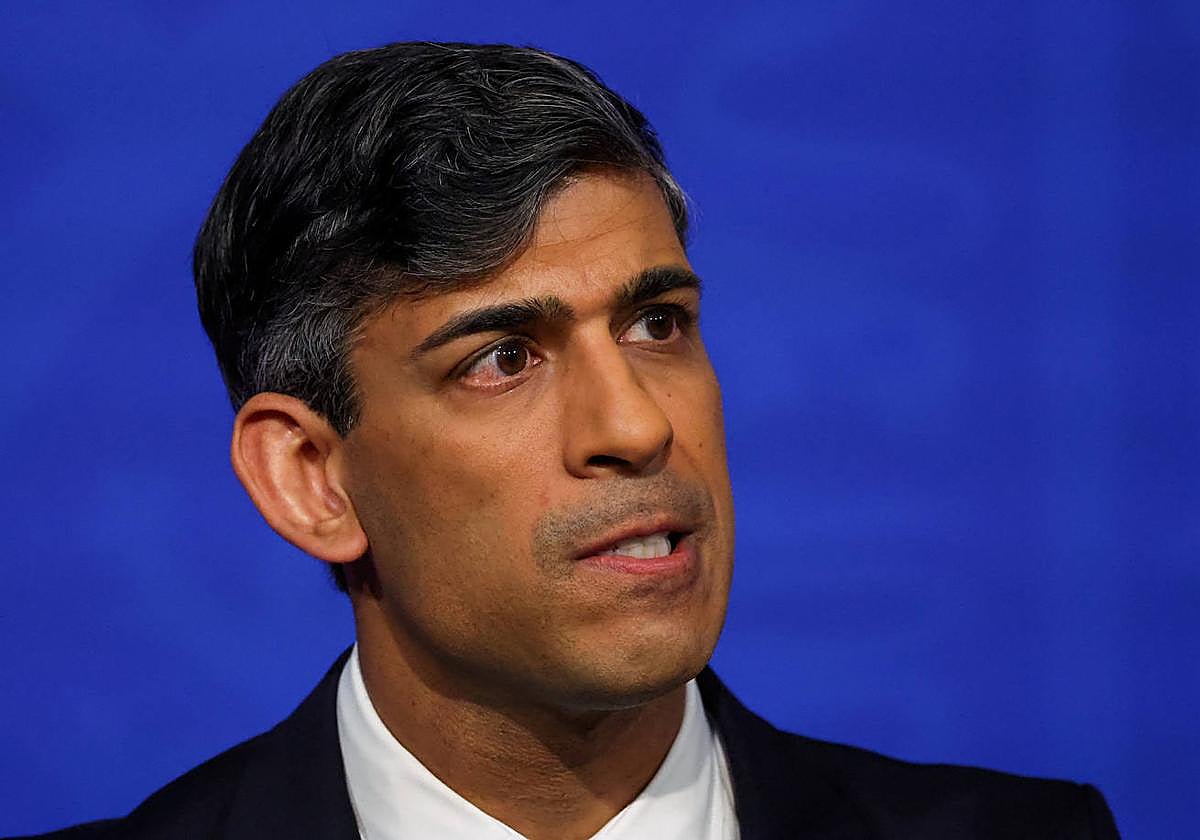 El primer ministro británico, Rishi Sunak, durante una conferencia de prensa en Londres.