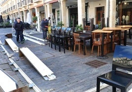 Intalación de una terraza en la Plaza Mayor.