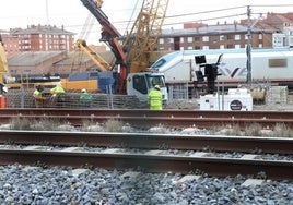 Obras del primer tramo del Ave a Cantabria, en la zona norte de Palencia.