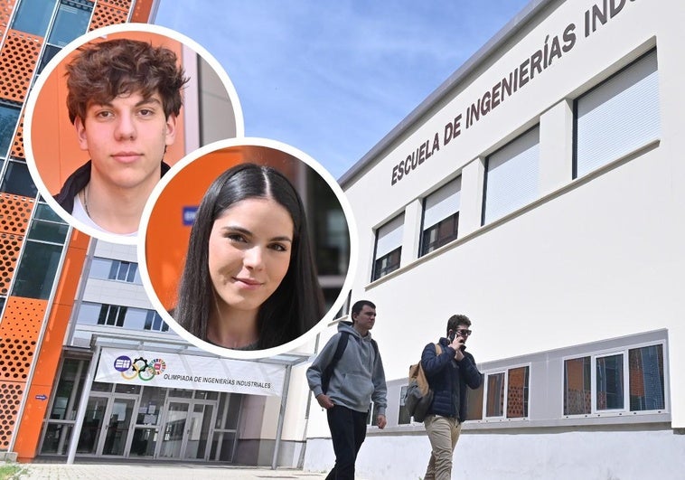 La escuela de Ingenierías Industriales de la Universidad de Valladolid y, en detalle, algunos de los futuros graduados que saldrán del aula.