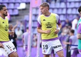 Arnu, durante el calentamiento en Zorrilla.