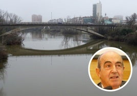 Puente Juan de Austria de Valladolid, en cuyo diseño participó Javier Manterola. En el círculo, el ingeniero pamplonés, que falleció el domingo.