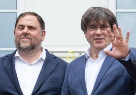 Puigdemont y Junqueras en una visita de este a Waterloo.