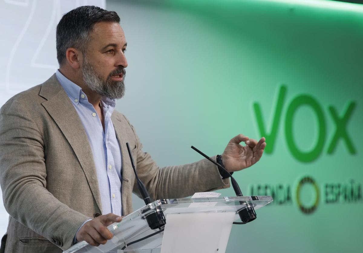 El líder de Vox, Santiago Abascal, este lunes.