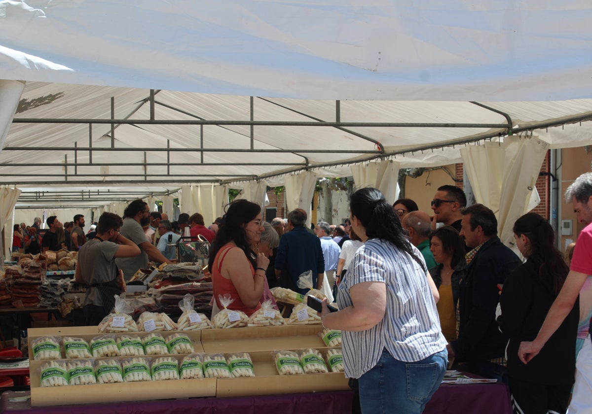 Vendedores locales de espárragos en la feria de Tudela de Duero