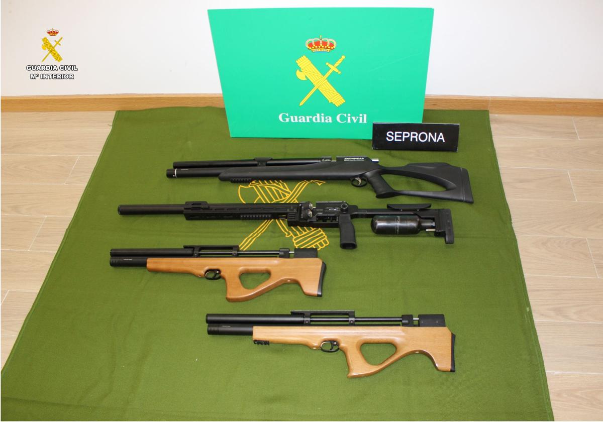 Armas aprehendidas por parte de la Guardia Civil de Segovia.