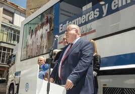 El consejero de Sanidad, Alejandro Vázquez, interviene en la presentación de la Ruta Enfermera, este jueves, en Segovia.