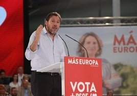 Óscar Puente, durante el mitin socialista en Valladolid este sábado.