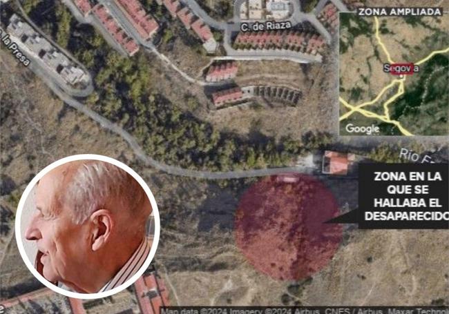 Localización de la zona donde ha sido hallado con vida el segoviano desaparecido el domingo 9 de junio.