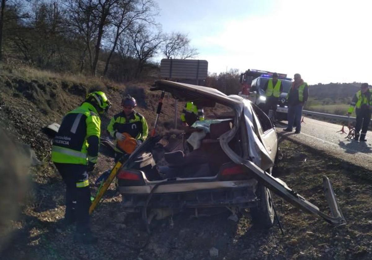 Bomberos de la Diputación actúan en un accidente en Monzón.