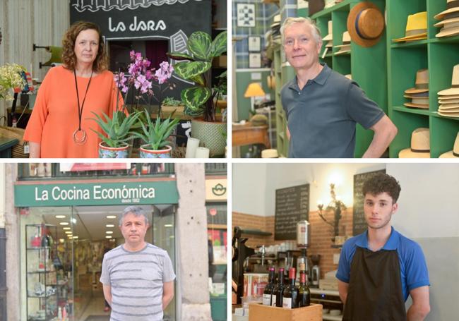 Matilde de la Torre, de la floristería La Jara, Paco Domingo de La casa del Sombrero, José Antonio Sigüenza de La cocina económica y Daniel Nieto, de La bodeguita.