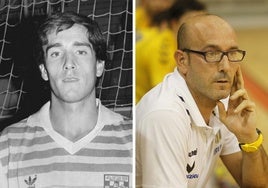 Fernando Bolea, en su época de jugador ne el Michelin; y como técnico del Bidasoa.