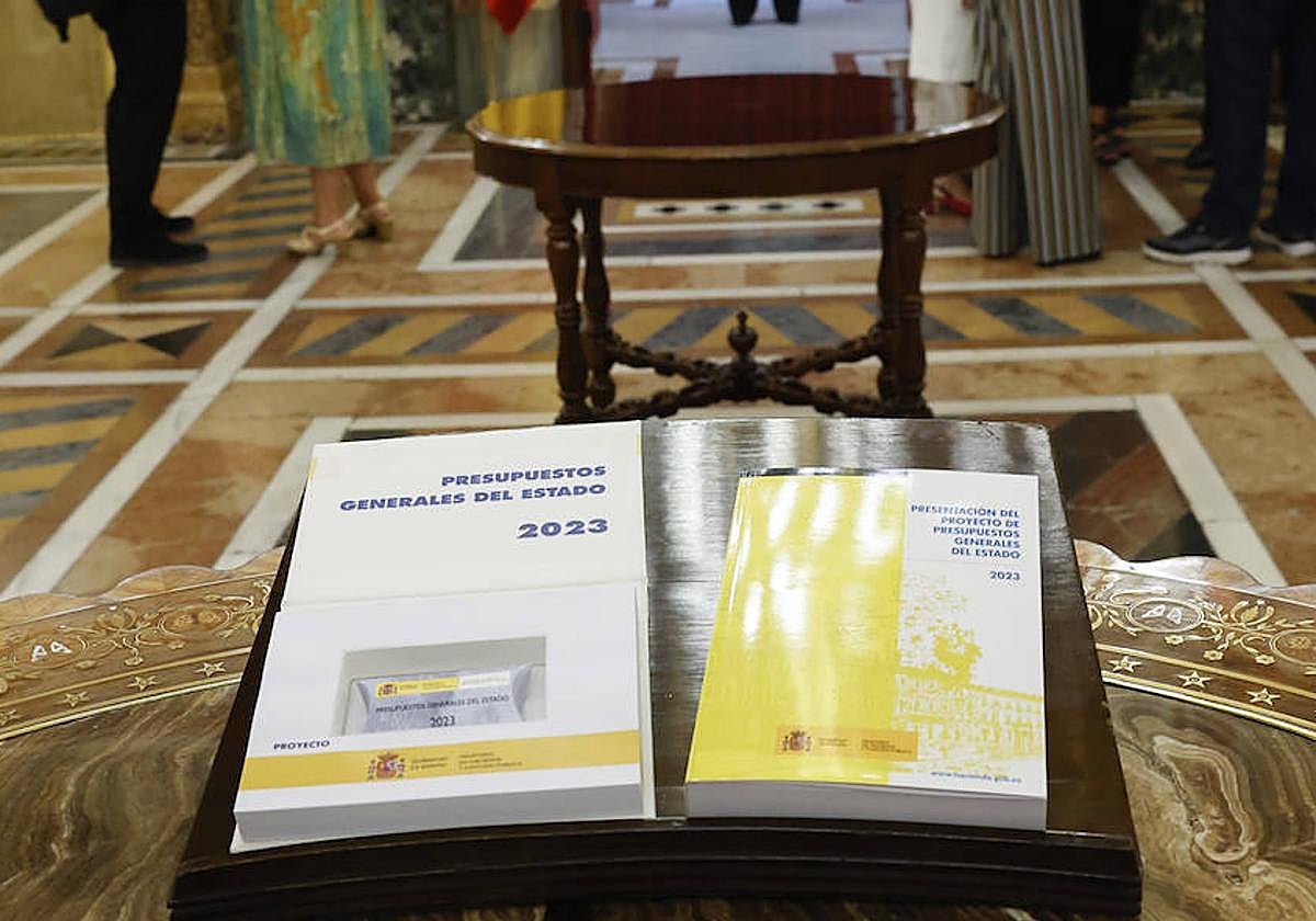 Tomos con los presupuestos de 2023, que fueron prorrogados para este 2024.