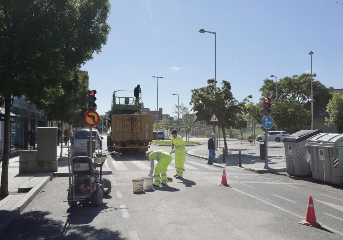 Obras en la calle Estación, hace unos días.