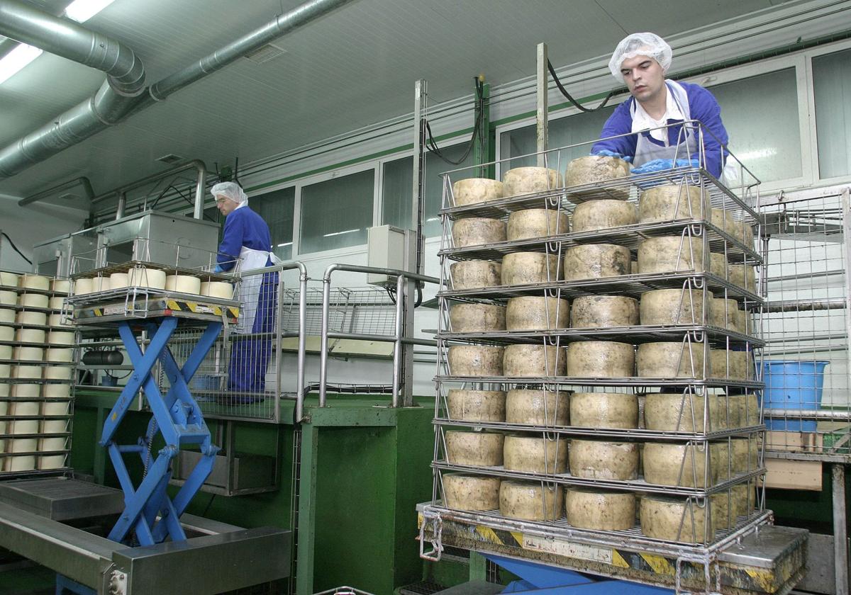 Imagen de archivo de trabajadores en la planta de Lactalis en Peñafiel.