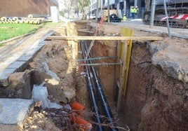 Obras de la red de calor en Parquesol