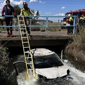 Rescatados in extremis tras caer con su coche a un arroyo