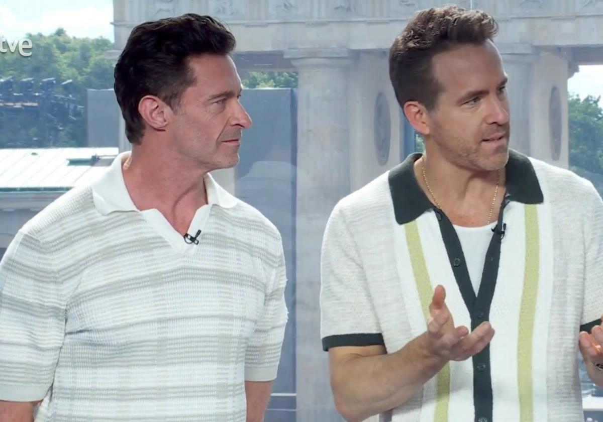 Ryan Reynolds y Hugh Jackman en el plató de RTVE.