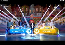 Captura de la puntuación final de Almacelles y Bembibre en el primer programa del Grand Prix.