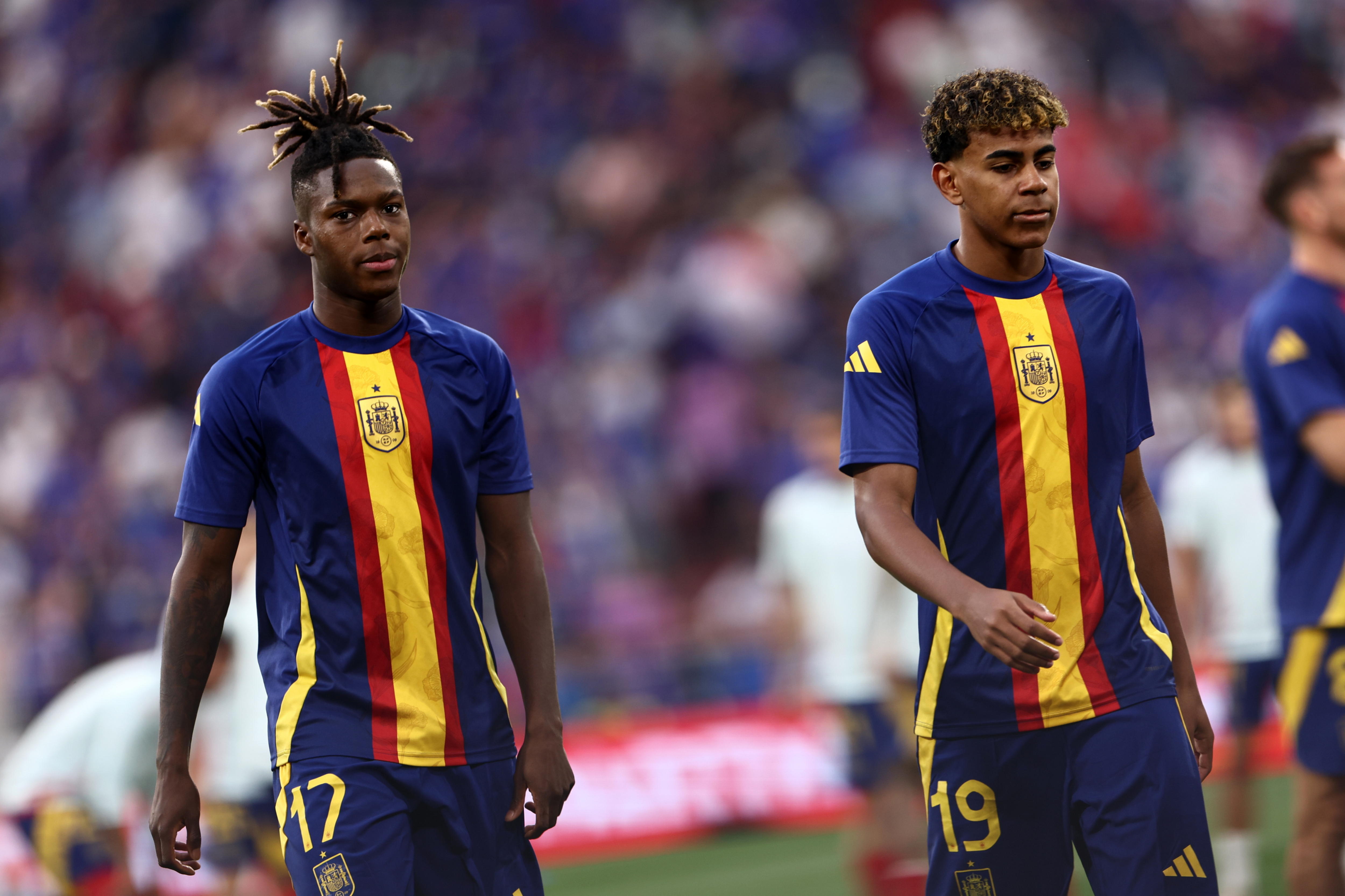 Nico Williams y Lamine Yamal, antes del España-Francia