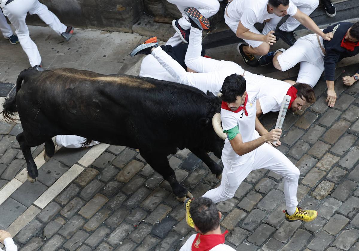 Encierro de Pamplona, este jueves.