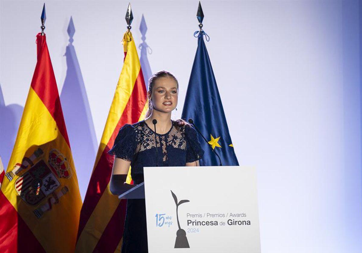 La princesa Leonor durante la ceremonia de entrega de los Premios Princesa de Girona 2024.