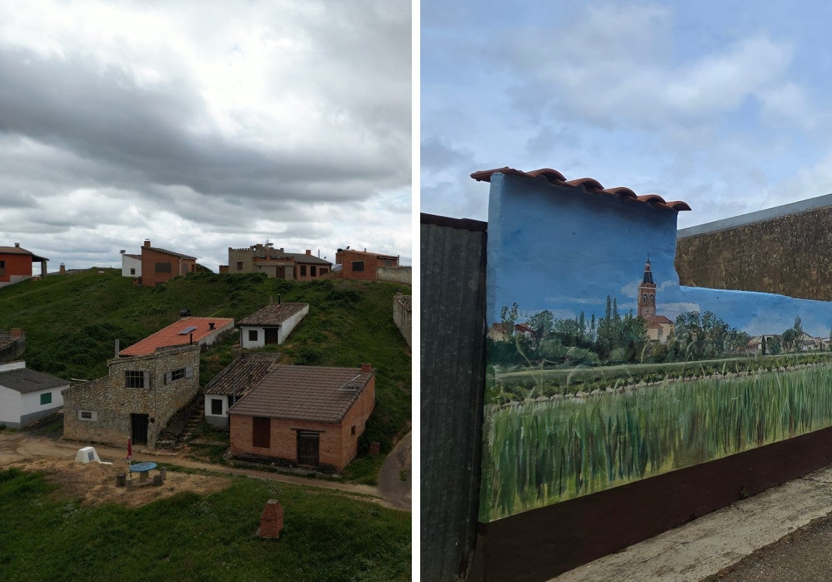 A la izquierda, las bodegas de San Pedro; a la derecha, ruta de murales del municipio.