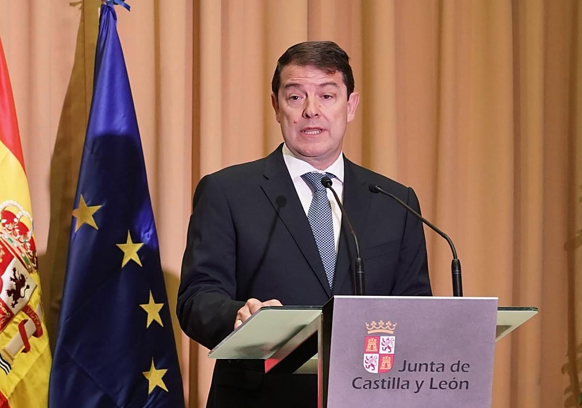El presidente de la Junta de Castilla y León, Alfonso Fernández Mañueco, este lunes.
