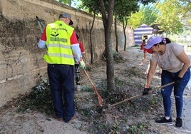 Voluntarios de la asociación AMA Pisuerga retiran residuos de la ribera del río el pasado día 14.