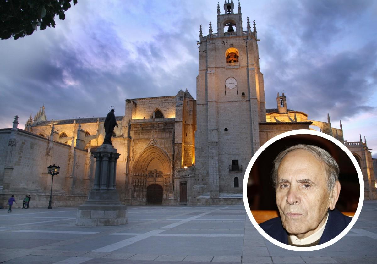 Imagen de la Catedral de Palencia y del canónigo Amador Valderrábano.