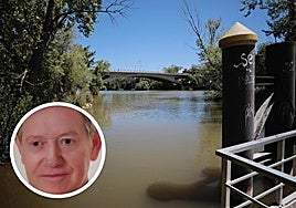 Miguel Retamero García y el río bajo el puente Juan de Austria.