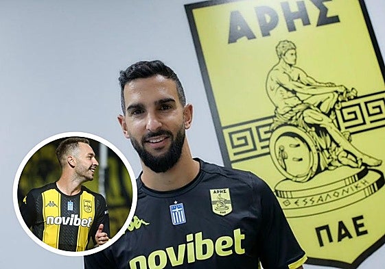 Loren Morón (foto pequeña) y Martín Montoya, jugadores españoles del Aris de Salónica.