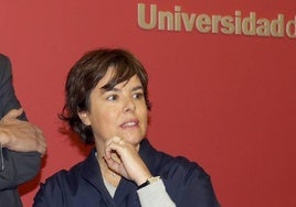 Soraya Sáenz de Santamaría en un acto de la Universidad de Valladolid.