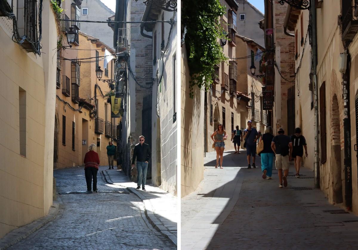 A la izquierda, tramo de la calle antes de las obras; a la derecha, tras los trabajos realizados.