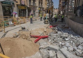 Estado actual de la intervención en la calle Blanca de Silos.