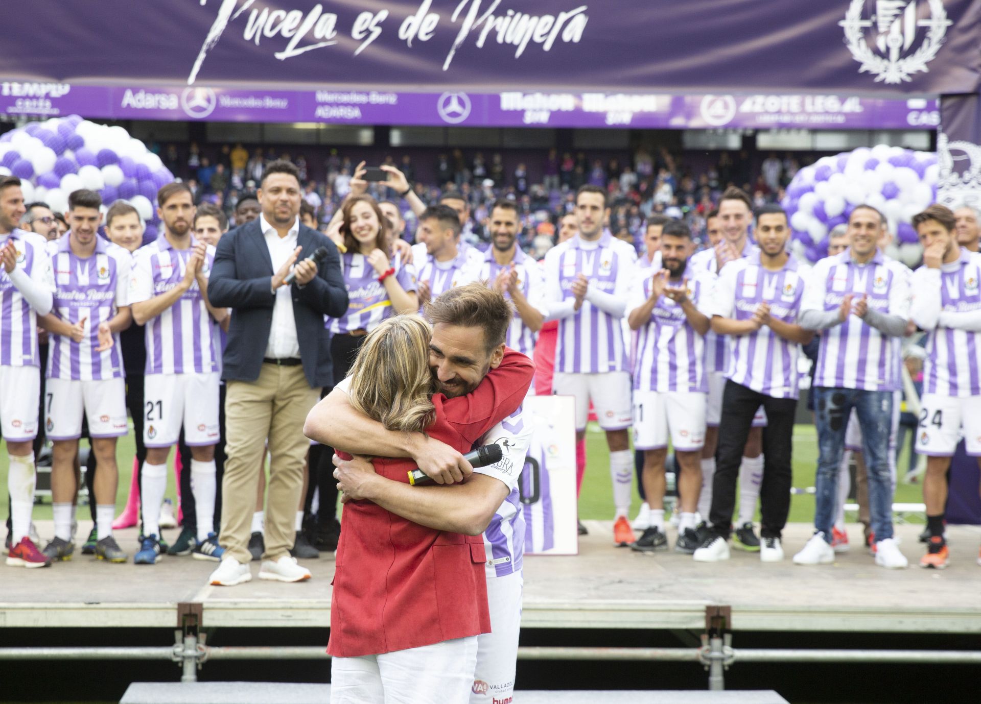 Borja, durante su retirada y tras el ascenso de 2019, en el Estadio José Zorrilla.