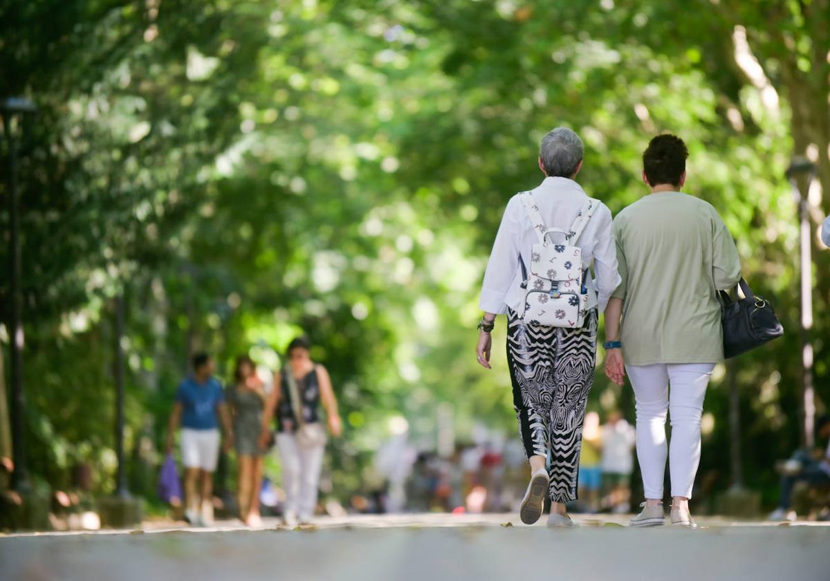 Varias personas pasean por el Campo Grande.