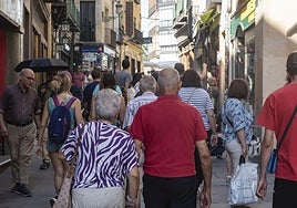Segovianos y turistas pasean por una vía transitada del centro de la ciudad.